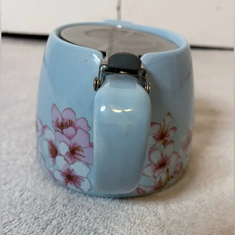 Alfred Ceramic & Stainless Steel Teapot Blue Cherry Blossoms